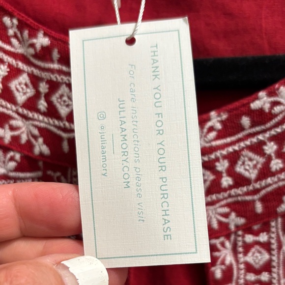 Julia Amory Red Jacket with White Embroidery - Picture 8 of 13